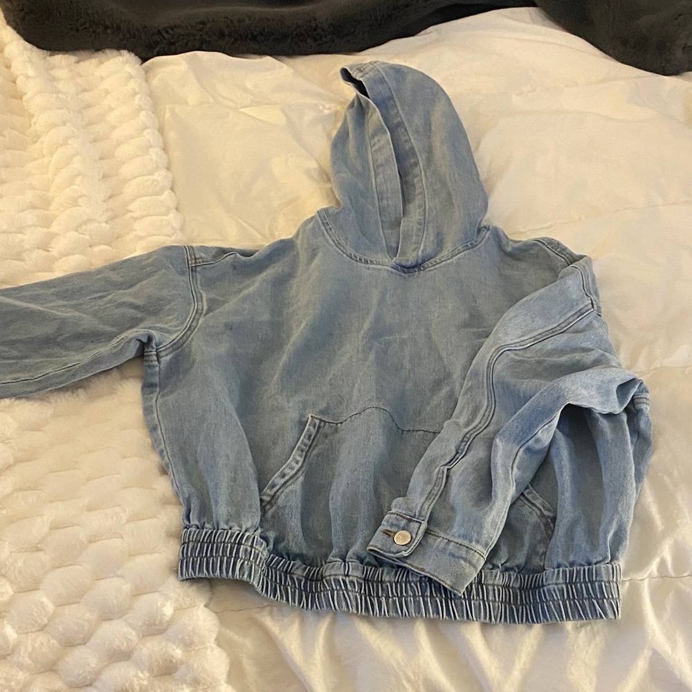 Women's Blue Denim Hooded Jacket